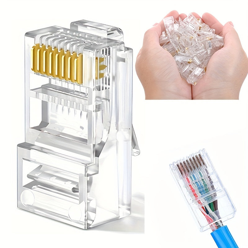 50 Pack RJ45 Connectors for Cat5 Cat5E Ethernet Cables 8P8C Modular Plug