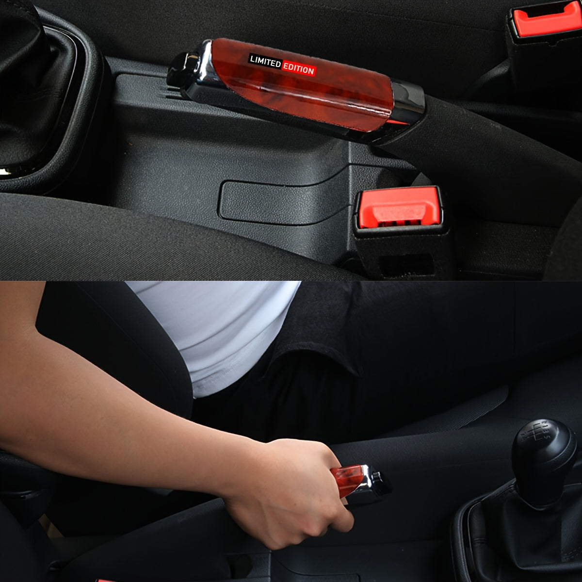 Universal ABS Handbrake Grip Cover with Carbon Fiber Texture for Kia Toyota Lexus Vehicles