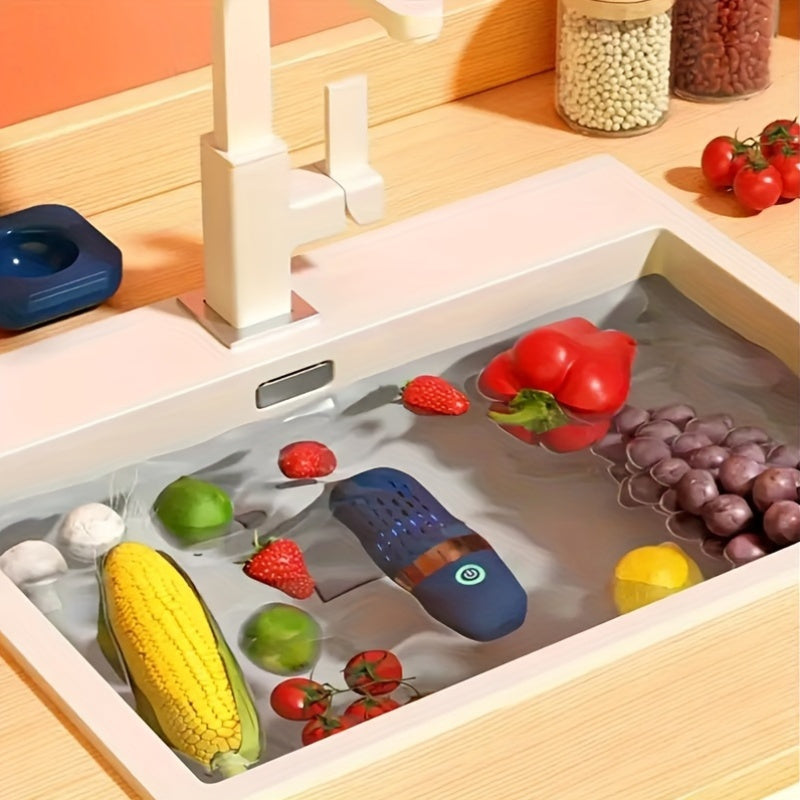 USB orqali zaryadlanadigan meva va sabzavot tozalagichi OH Ion Texnologiyasi bilan - 3000mAh litiy batareyasi, ABS materialidan tayyorlangan tozalagich, ≤36V avtomatik mahsulot yuvish mashinasi ajratiladigan dizayn bilan.