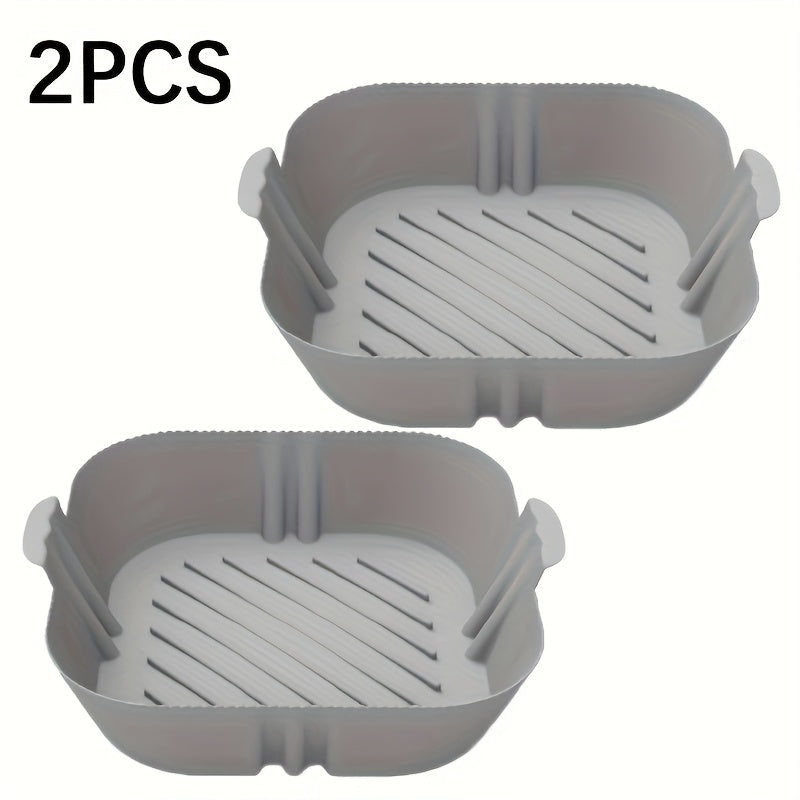 Two-Piece Reusable Silicone Air Fryer Liners Non-Stick Baking Mats for Healthy Cooking