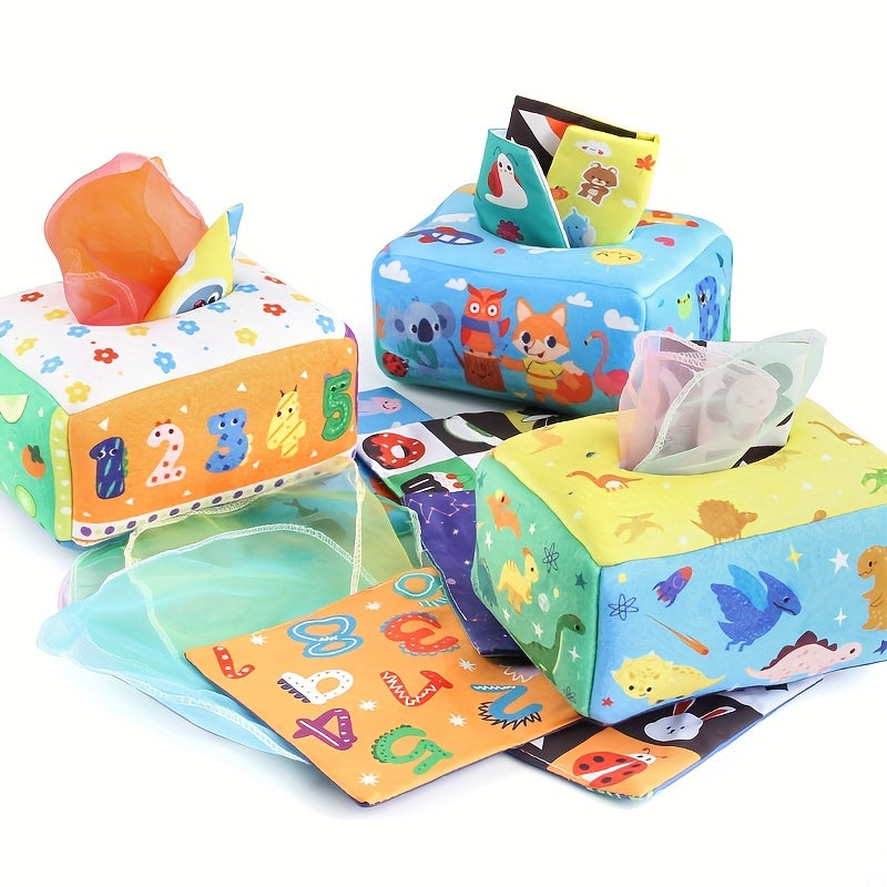 Baby Toy Soft Tissue Box Interactive Learning Toy for Kids Finger Strengthening