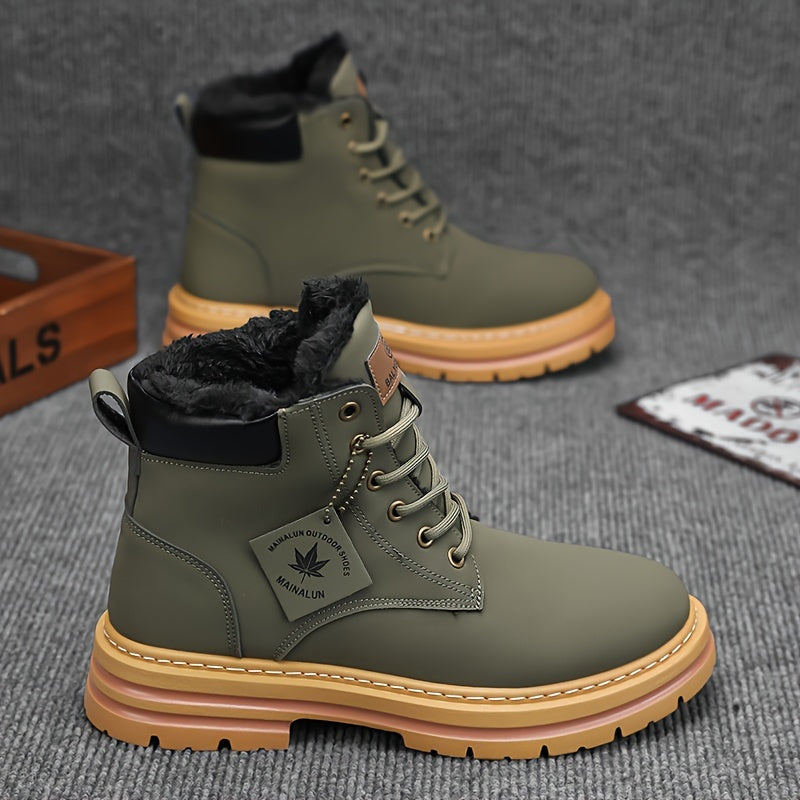 Men's All-Season High-Top Snow Boots with Plush Comfort and Round Toe