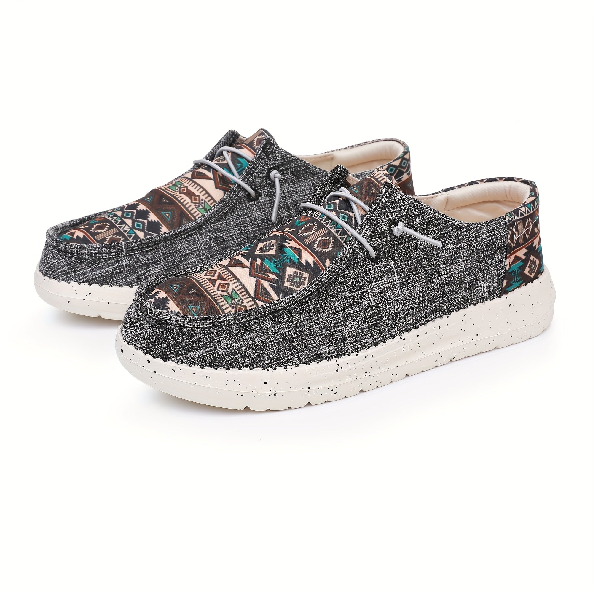 Erkaklar uchun grafik loafer poyabzallari, shoelaces bilan, engil va nafas oladigan, yoz va bahor uchun sirpanmaydigan qayiq poyabzallari.