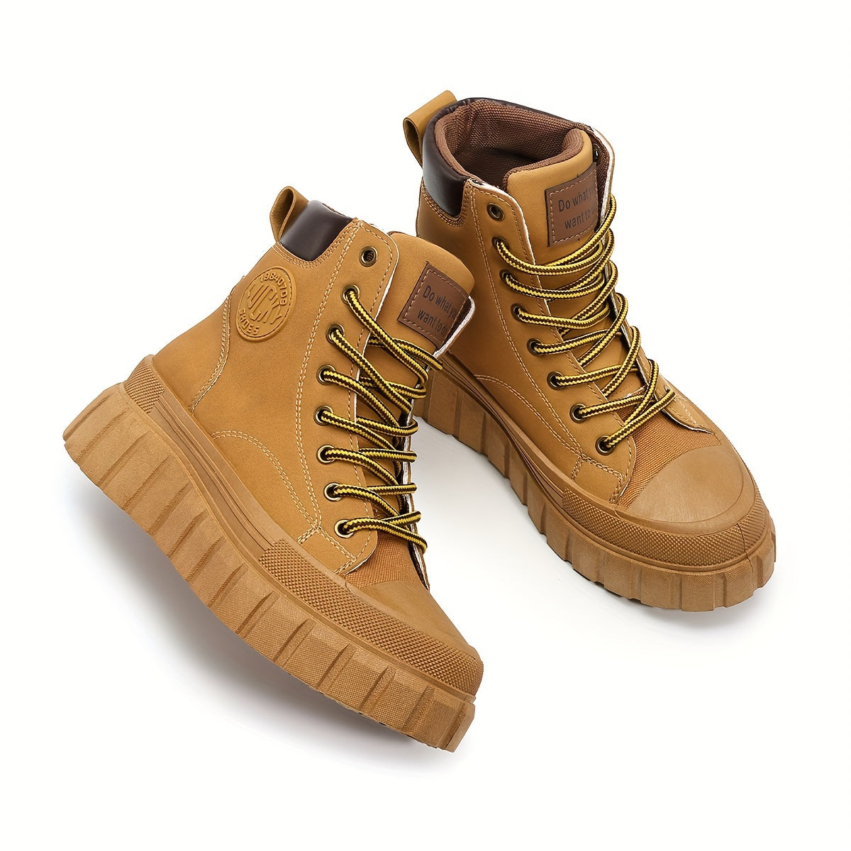 Women Casual High Top Sneakers Outdoor Boots Thick Sole Lace-up