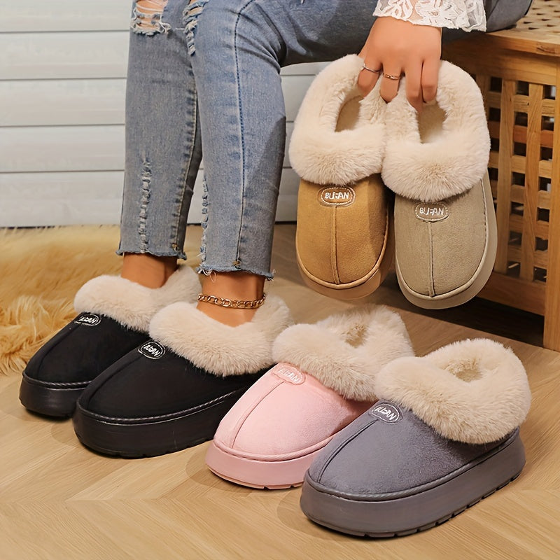 Women's Ankle Booties - Plush Lined Slip-On Flats for Winter, Non-Slip