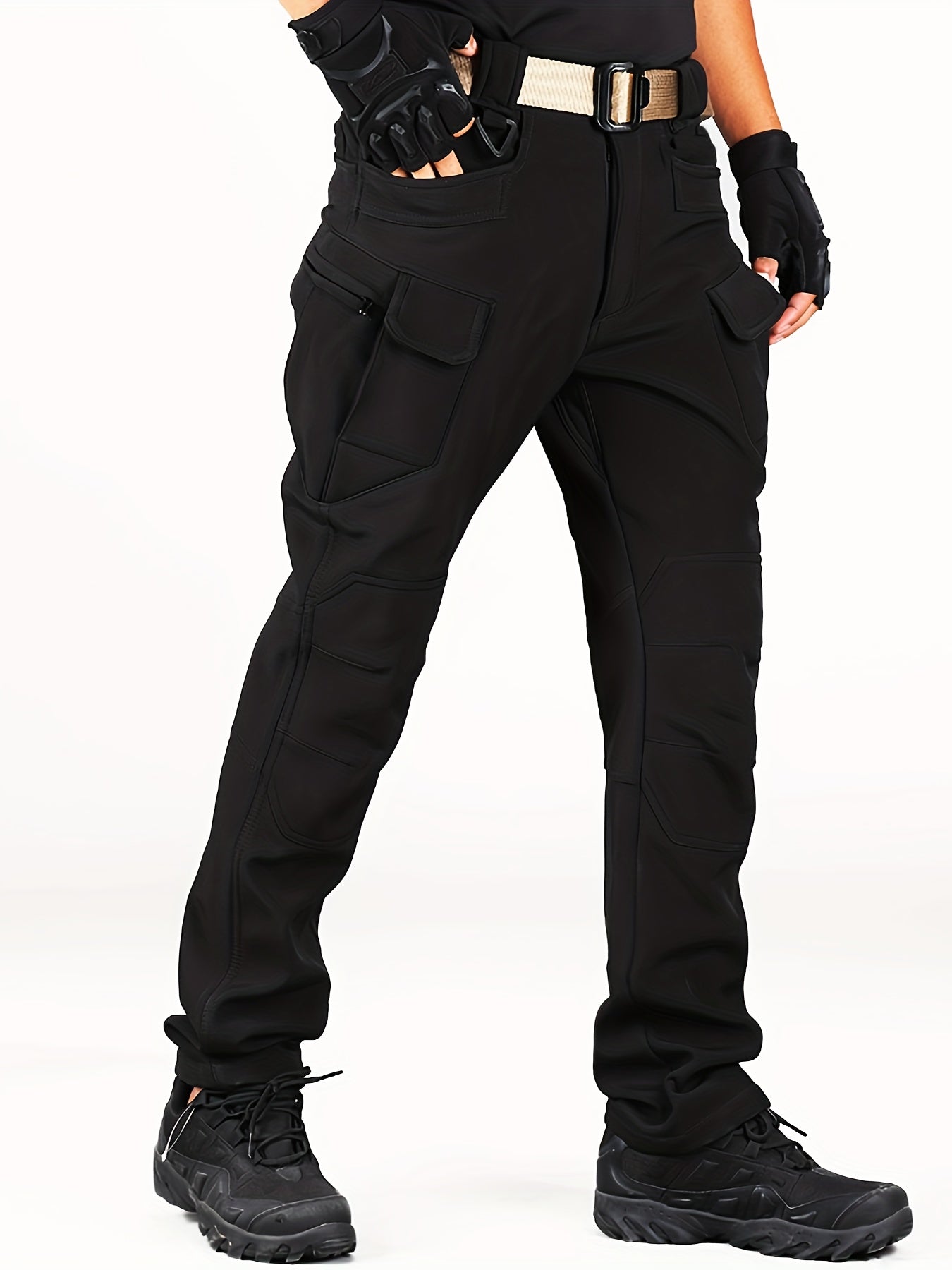 Men's Fleece Lined Cargo Pants Waterproof Windproof Outdoor Hiking Camping Hunting Fall Winter