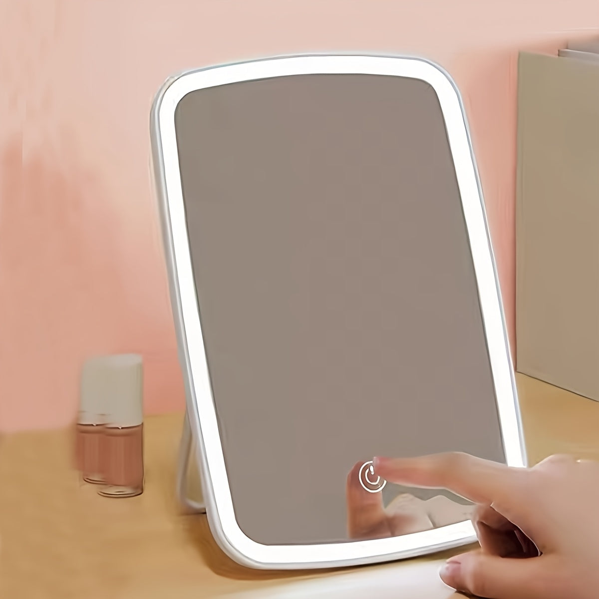 Portable LED Makeup Mirror with Touch Control and Adjustable Brightness