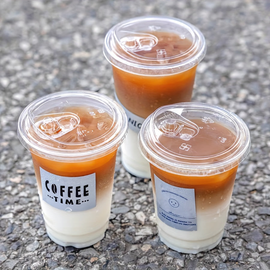 Set of 50 Disposable Plastic Cups with Lids 12oz and 16oz for Parties and Events