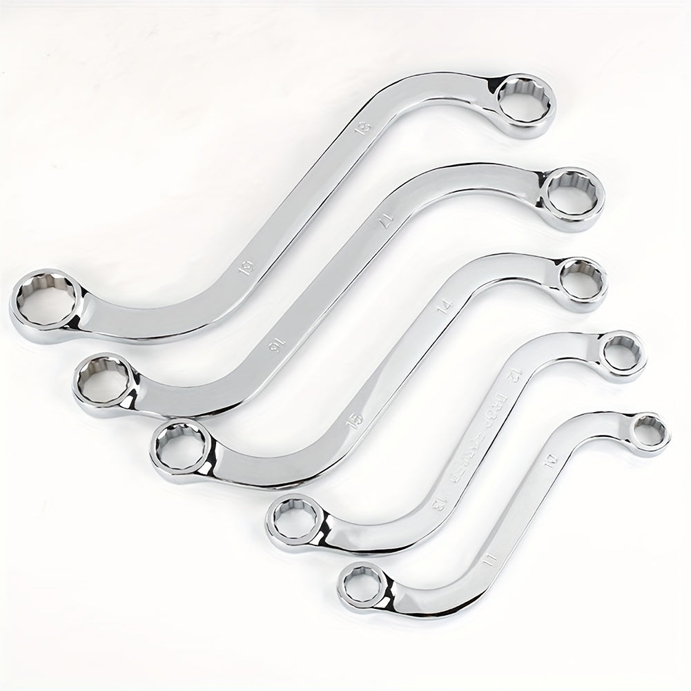 Juego de 5 llaves de apriete de doble cabeza en forma de S, 10-19mm, herramienta de reparación de automóviles