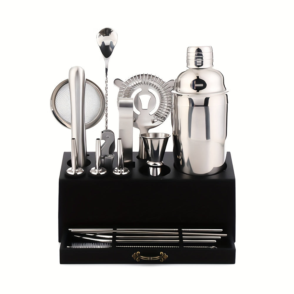 18-Piece Stainless Steel Barware Set with Cocktail Shaker, Jigger, Muddler