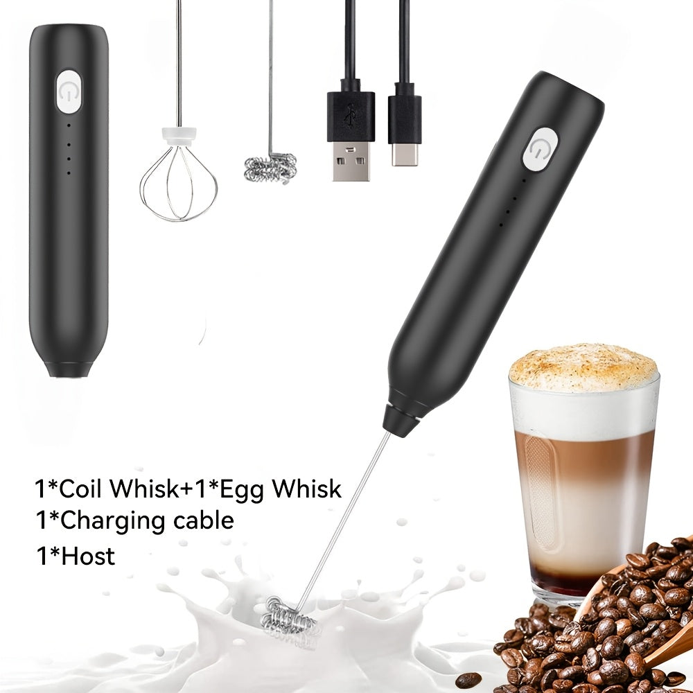 Portable Electric Milk Frother Mixer Rechargeable Stainless Steel Whisks