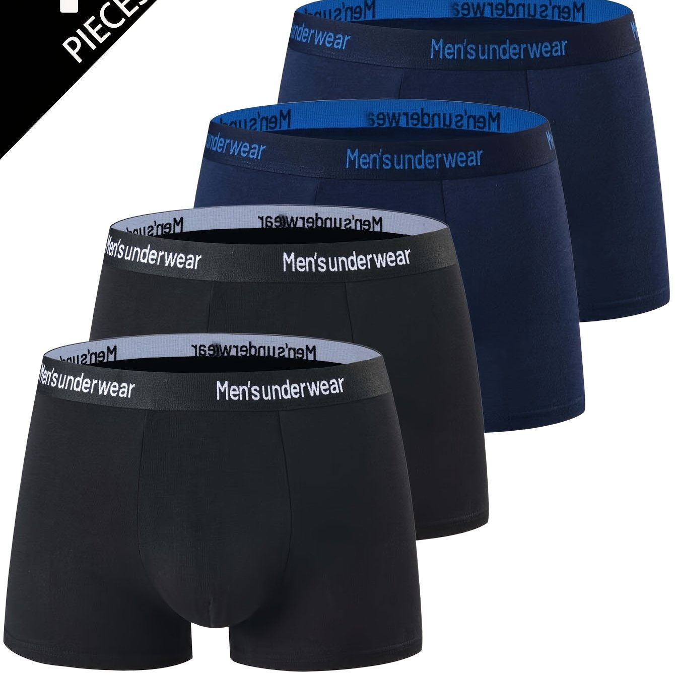 Men's Cotton Boxer Briefs Breathable Stretch Underwear with Alphabet Pattern for Daily Casual Wear