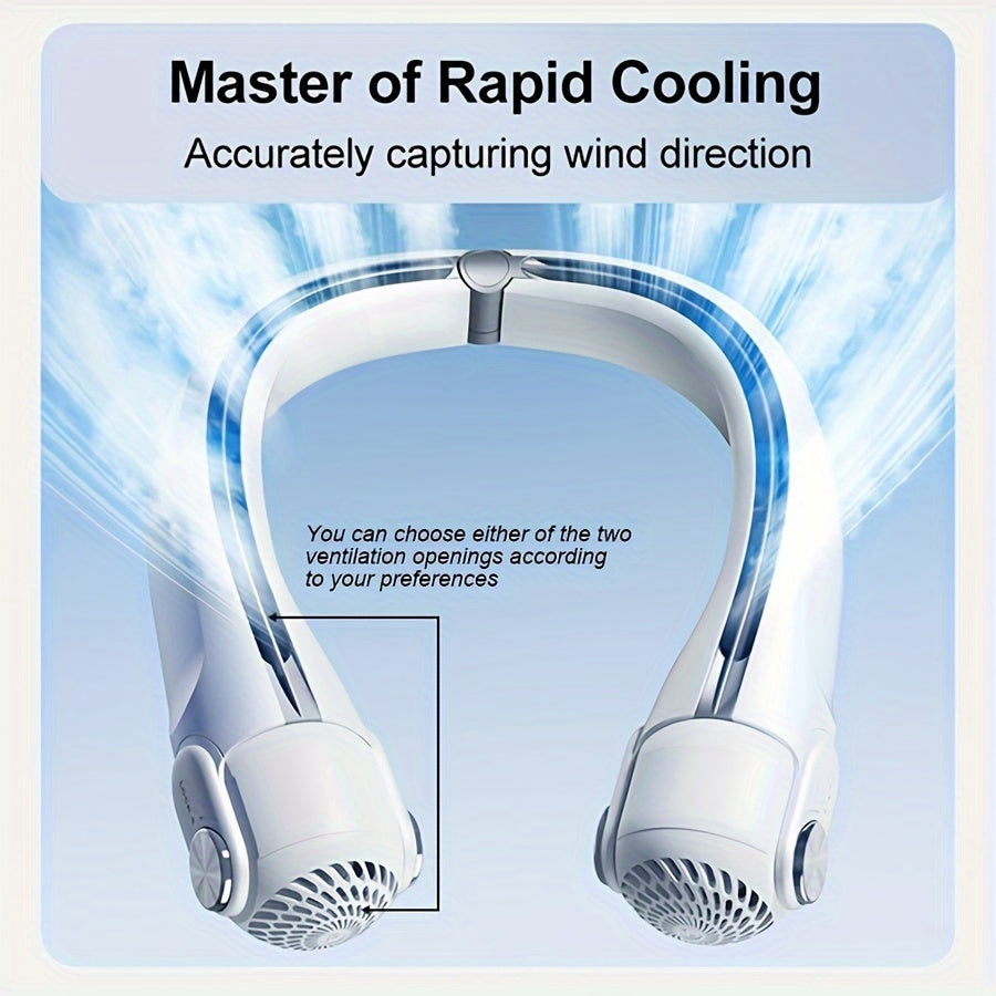 2024 Bladeless portativ bo‘ynig‘ingiz uchun fan, 360° aylanadigan havo oqimi bilan, qayta zaryadlanadigan