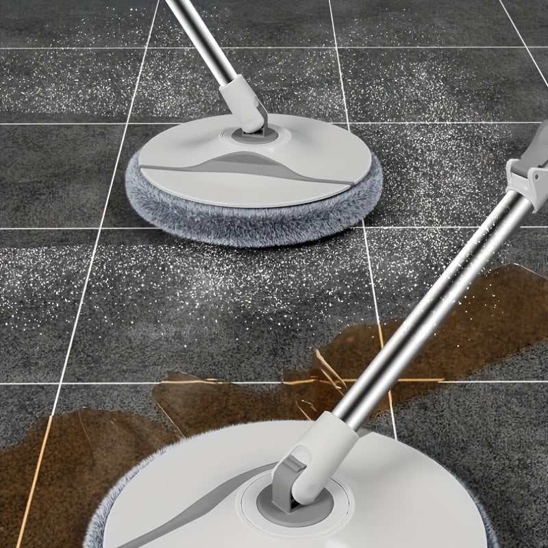 Spin Mop and Bucket Set with Microfiber Pads, Stainless Steel, Easy Cleaning