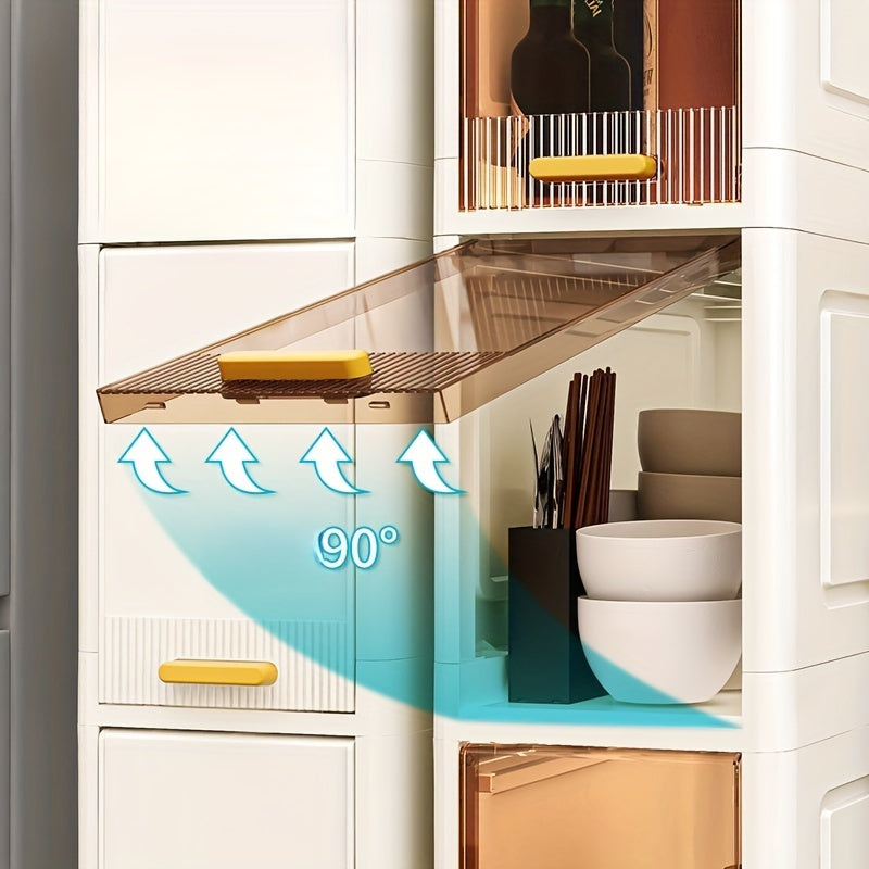 Armario de almacenamiento de plástico de múltiples capas para organizar en la sala de estar, a prueba de polvo y resistente al agua