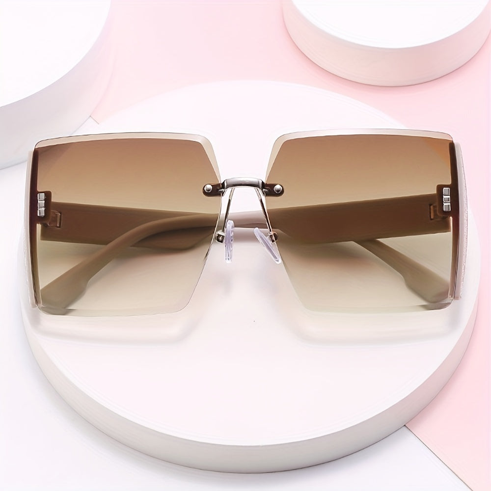 Unisex Rimless Sunglasses Large Gradient Lenses Summer Beach Travel