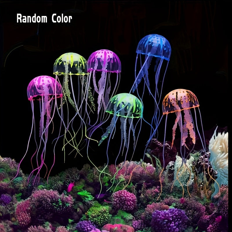 3pcs or 6pcs Luminous Silicone Jellyfish Aquarium Decor Artificial Glowing Fish Tank Ornaments