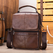 Genuine Leather Messenger Bag for Men Black Multi-Compartment Casual Business Travel
