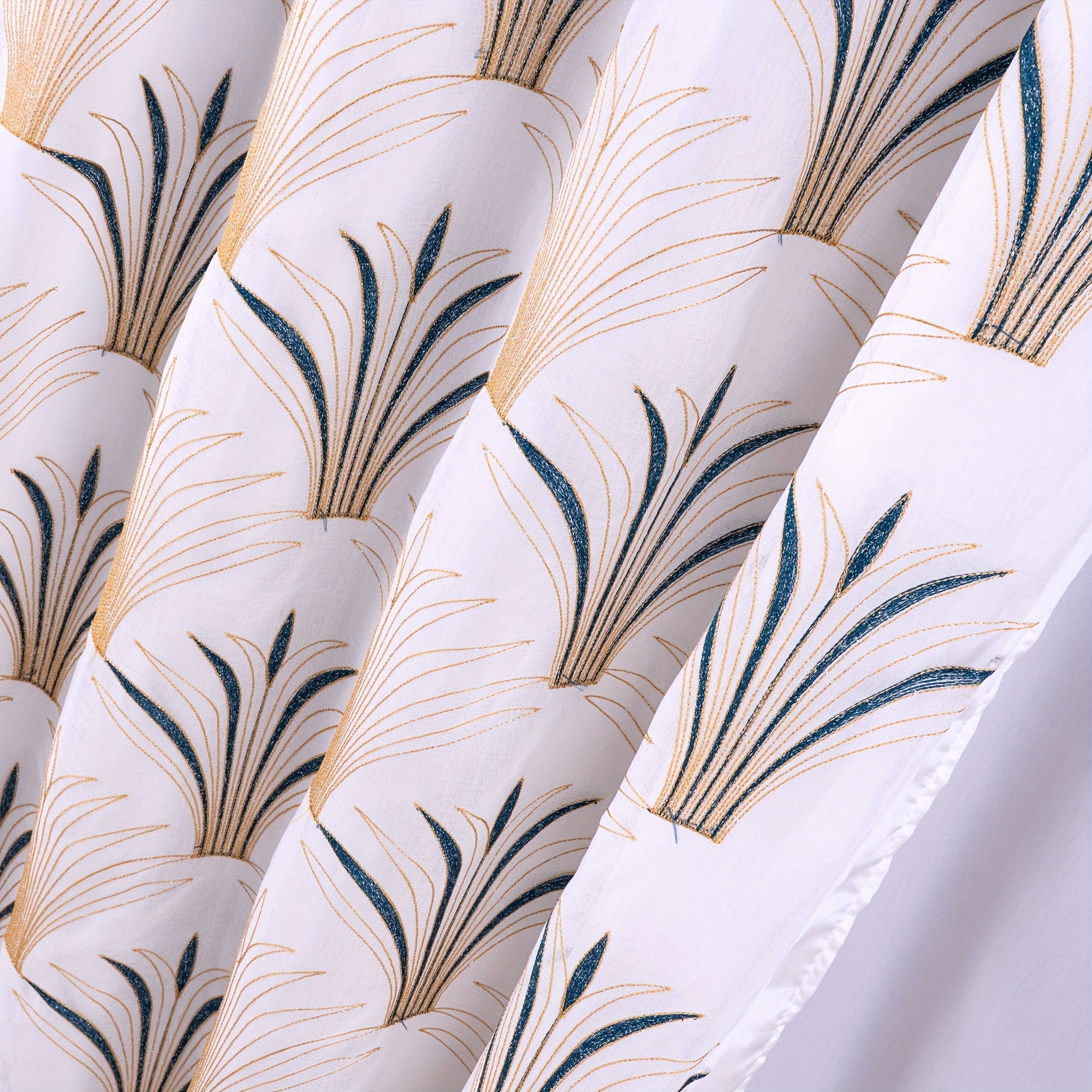 Embroidered Double Layer Curtain 132x213 cm for Living Room Bedroom