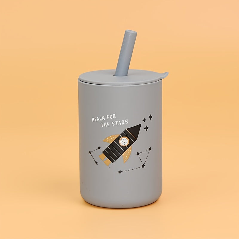 Vaso de silicona para niños de 6 oz con pajilla y tapa, libre de BPA, apto para lavavajillas, apto para microondas, en varios colores