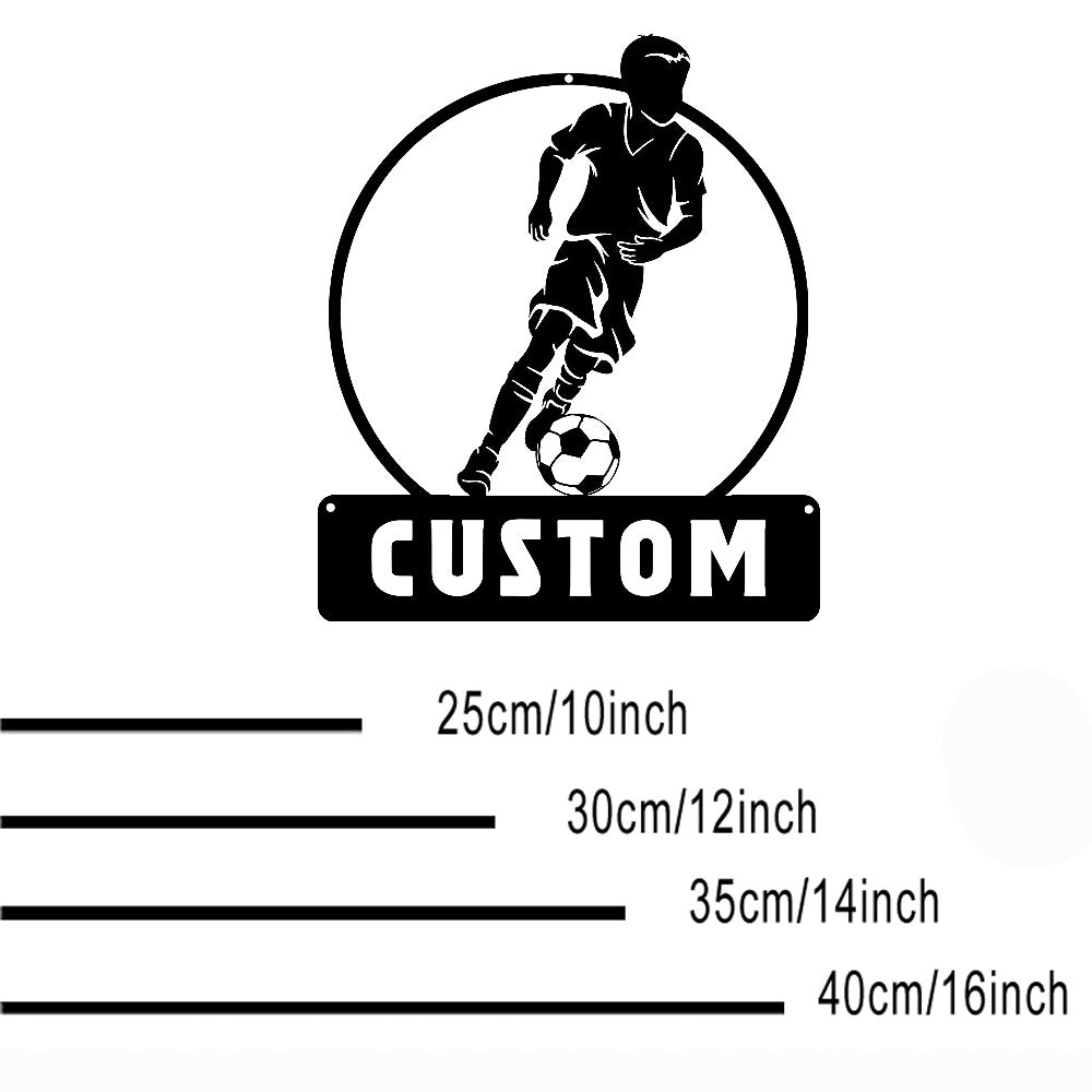 Personalized Soccer Wall Art Metal Sign Weatherproof Indoor Outdoor Black Iron