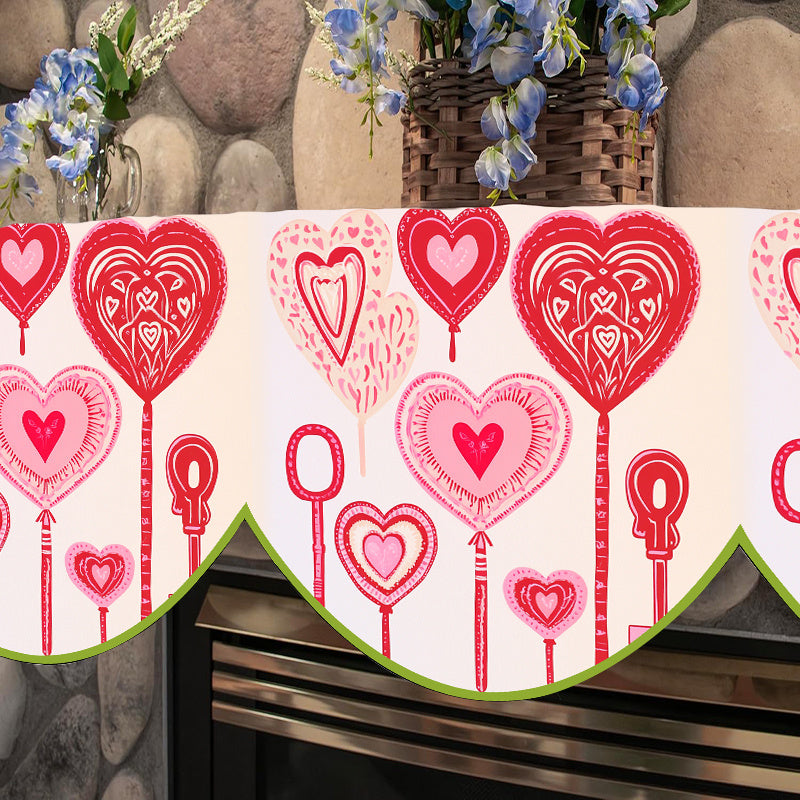Valentine's Day Fireplace Scarf Cover Love Heart Decor 49.78cm x 199.9cm Polyester