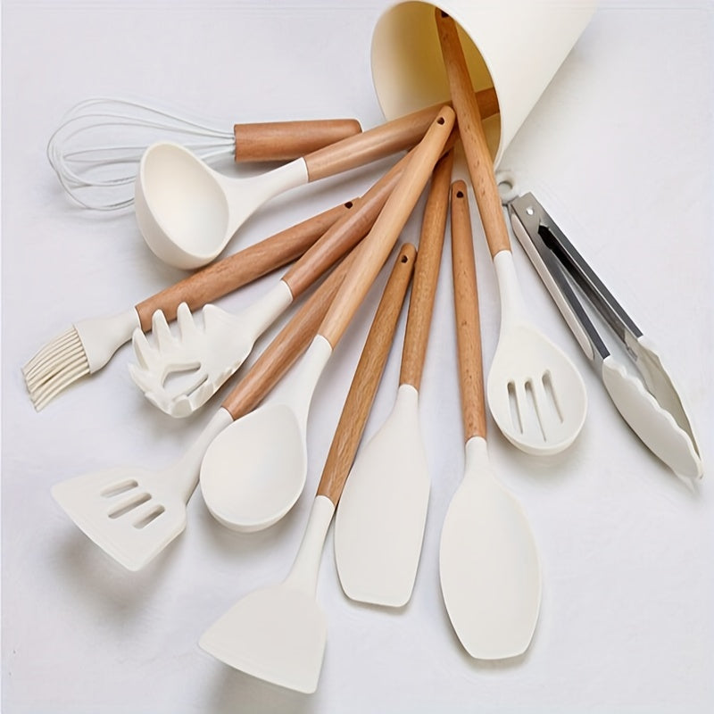 43-Piece Kitchen Utensil Set Silicone Stainless Steel Wooden Handles Cooking Tools
