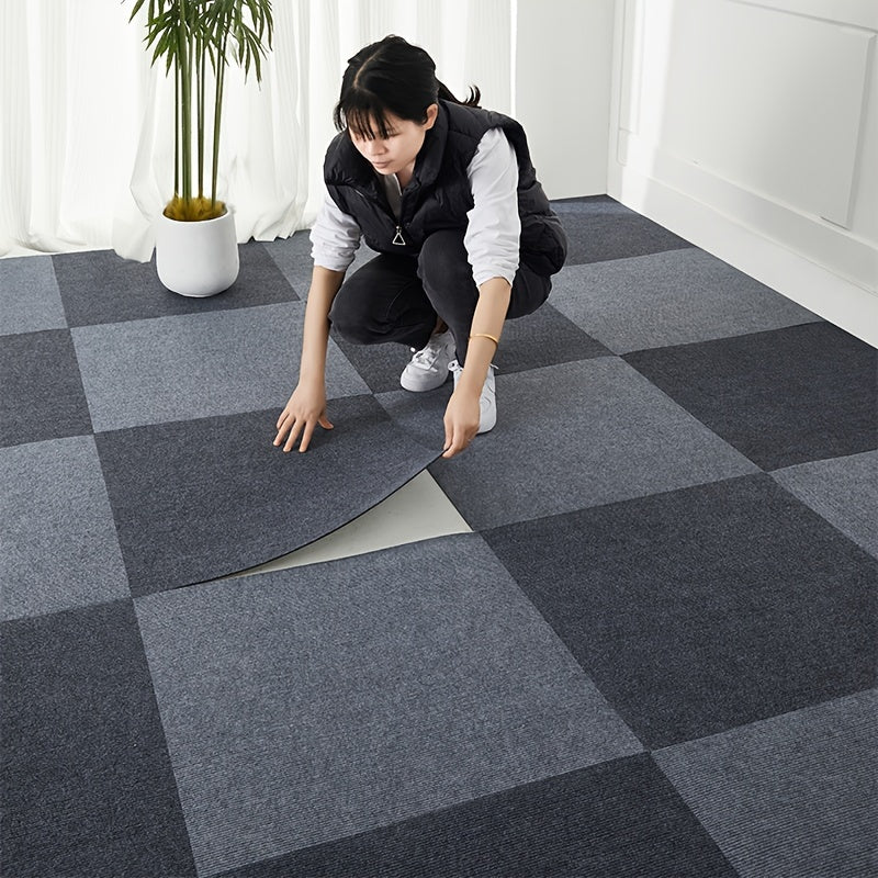 Set of 10 Self-Adhesive Floor Tiles 60x60cm Non-Slip Polyester for Kitchen Bathroom Bedroom