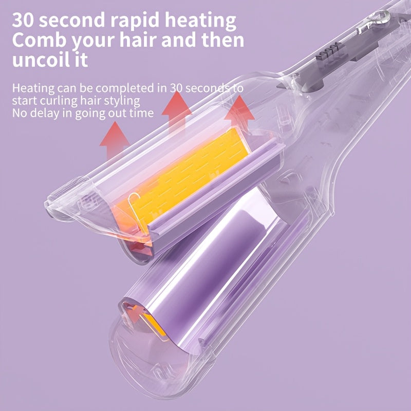 Cepillo alisador con calor de 32 mm, barril grande, iones negativos, cerámica, uso en húmedo y seco, enchufe europeo