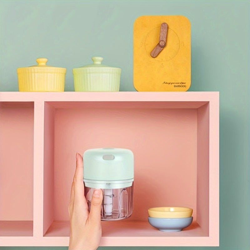 Electric Mini Garlic Chopper and Meat Grinder 8.45oz USB Rechargeable Easy-Clean