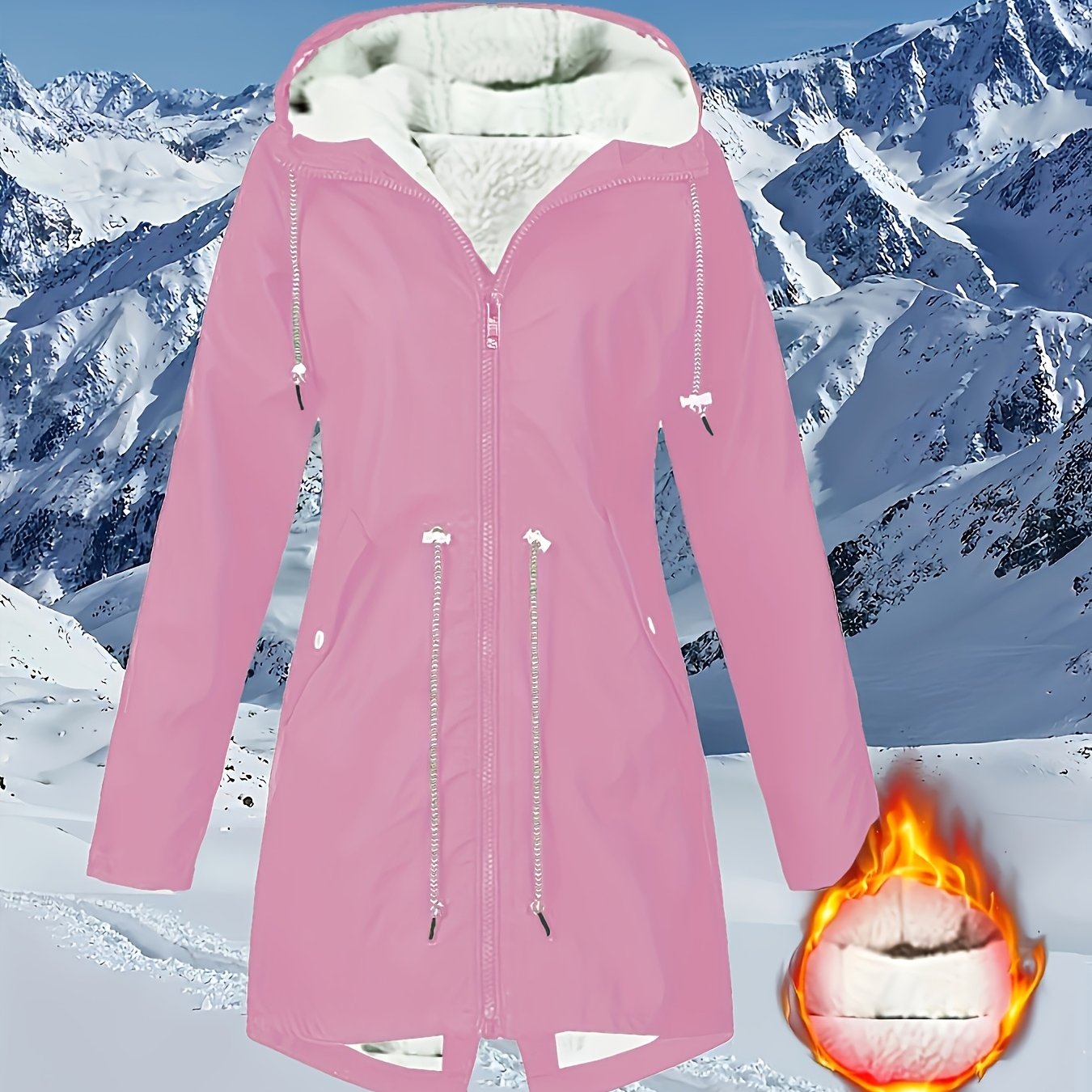 Katta o'lchamlar uchun qishki trench palto 100% polyesterdan tayyorlangan, cho'zilmaydigan bir rangli mato. Chiqish ipi detali va uzun uzunlikka ega.