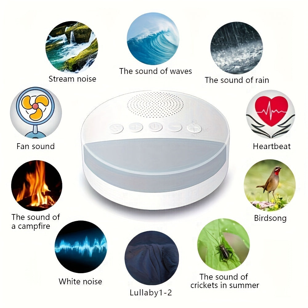 Portable White Noise Sleep Machine with 9 Soothing Sounds and USB Charging