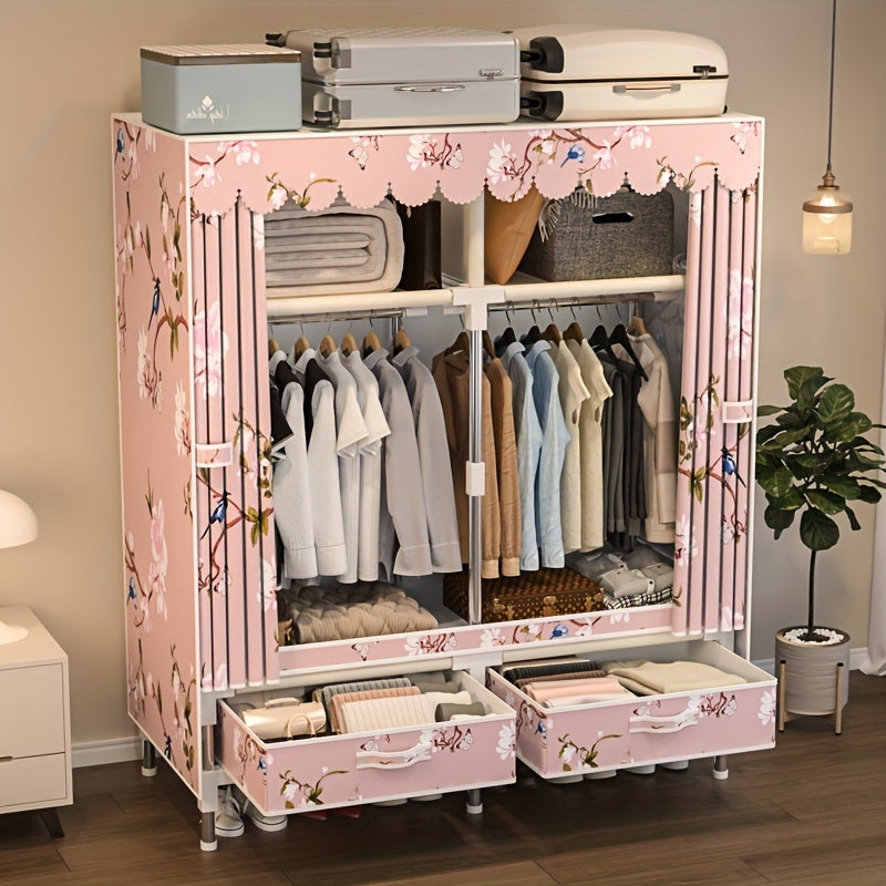 Rojdestvo mavzusidagi portativ saqlash shkafi, po'lat ramka bilan, 2 ta osma barlar, 4 ta javon