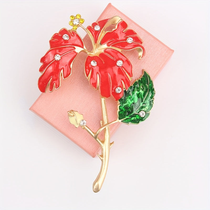 Rangli toshlar bilan bezatilgan emalgul gull brosh pin, noaniq shakl, oltin qoplamali, palto va kurtkalar uchun