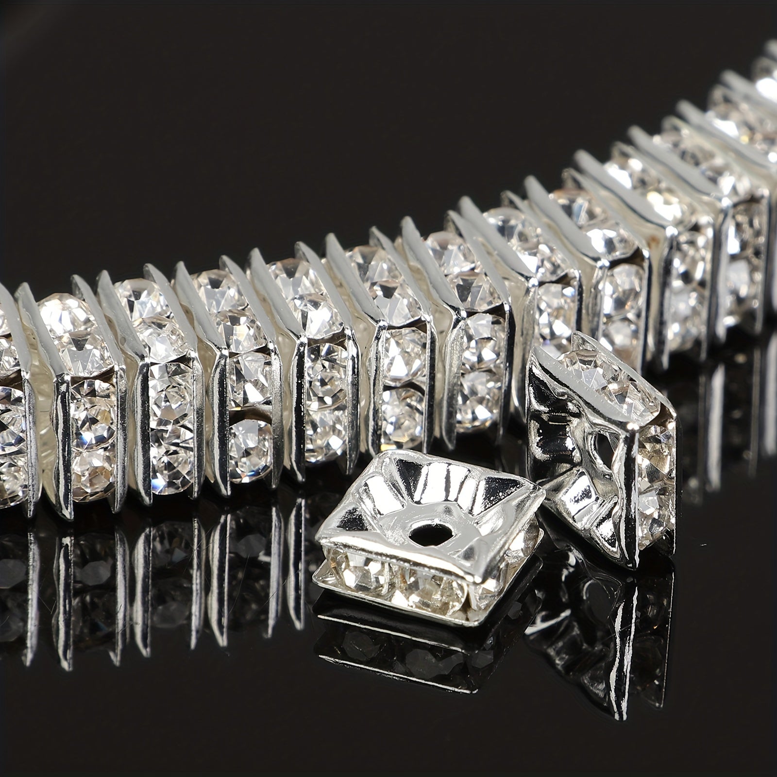 Pulsera de rueda espaciadora con diamantes y anillo de taladro cuadrado hechos a mano con diamantes de 6/8 mm