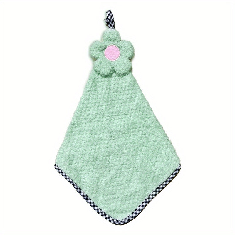 Decorative Crochet Flower Hand Towel Microfiber with Hanging Loop for Kitchen Bathroom Pink Mint Green White Brown