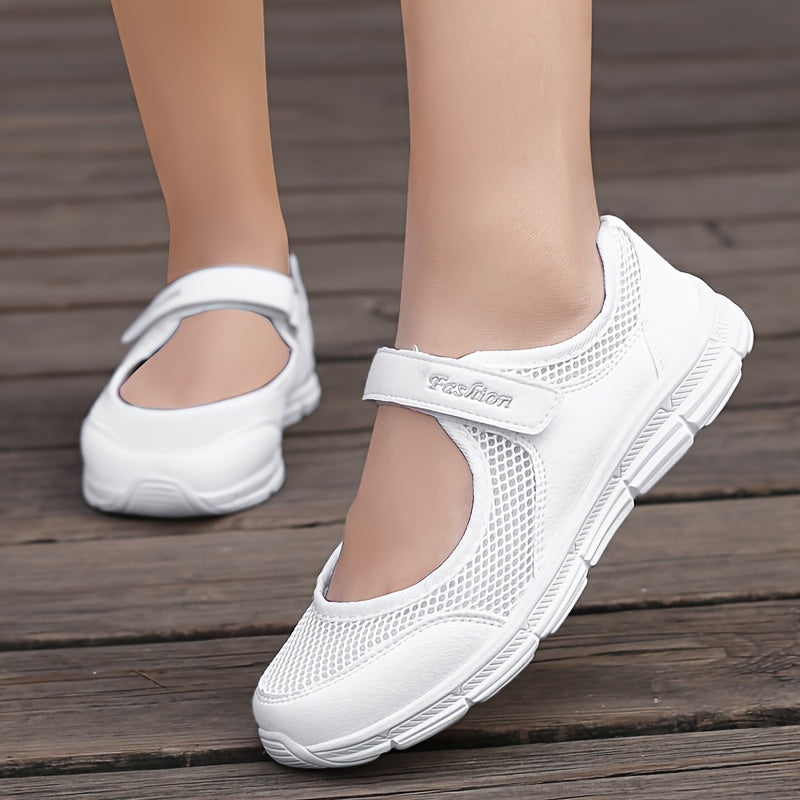 Women's Mesh Sneakers Casual Breathable Walking Shoes with Ankle Strap