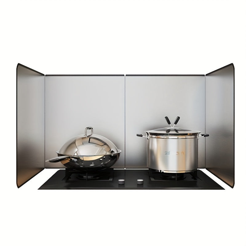 Set of 2 stainless steel splash guards with foldable panels for stove protection heat resistant