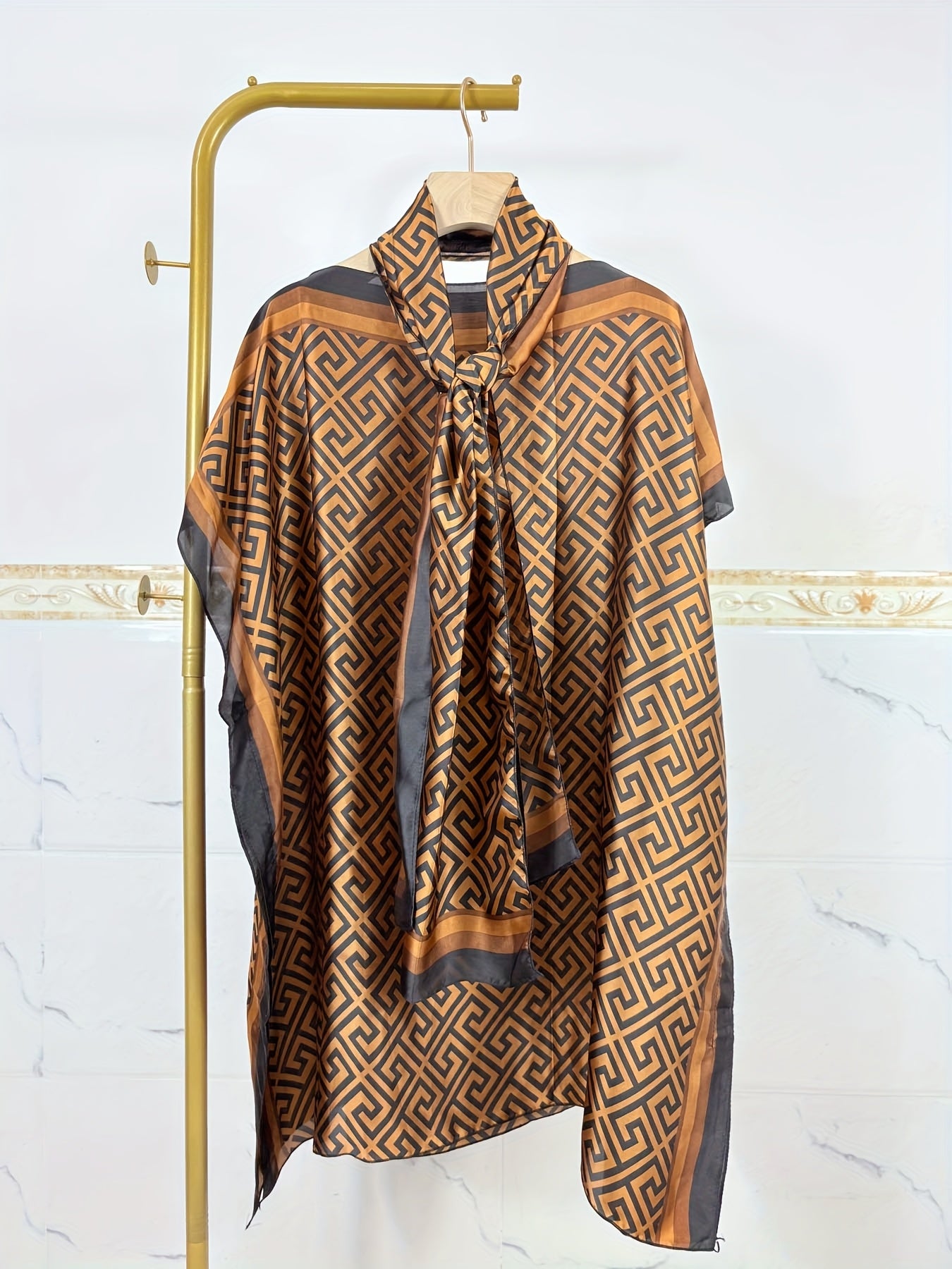 Шаль с цветочным принтом plus size из полиэстера, дышащая, свободного кроя, с рукавами баттерфляй