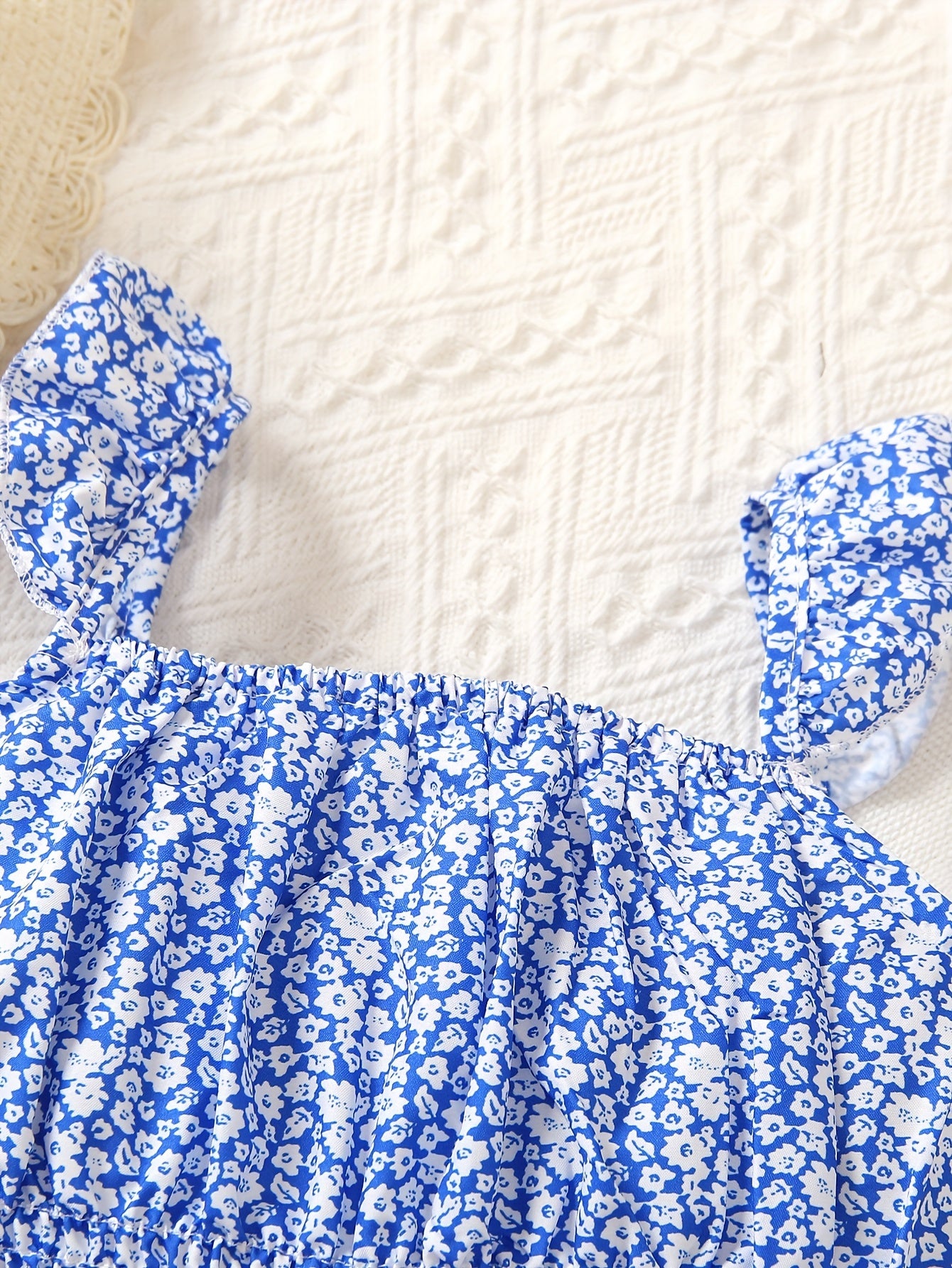 Floral Girls 2PCS, Yozgi Tashqi Ta'til uchun Crop Top + Yubka To'plami