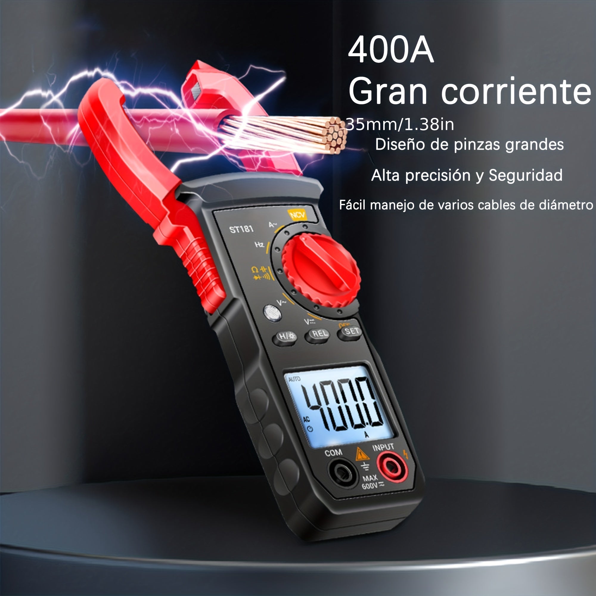 Kit de multímetro con probador y pinza para medir corriente, voltaje, temperatura, resistencia y continuidad