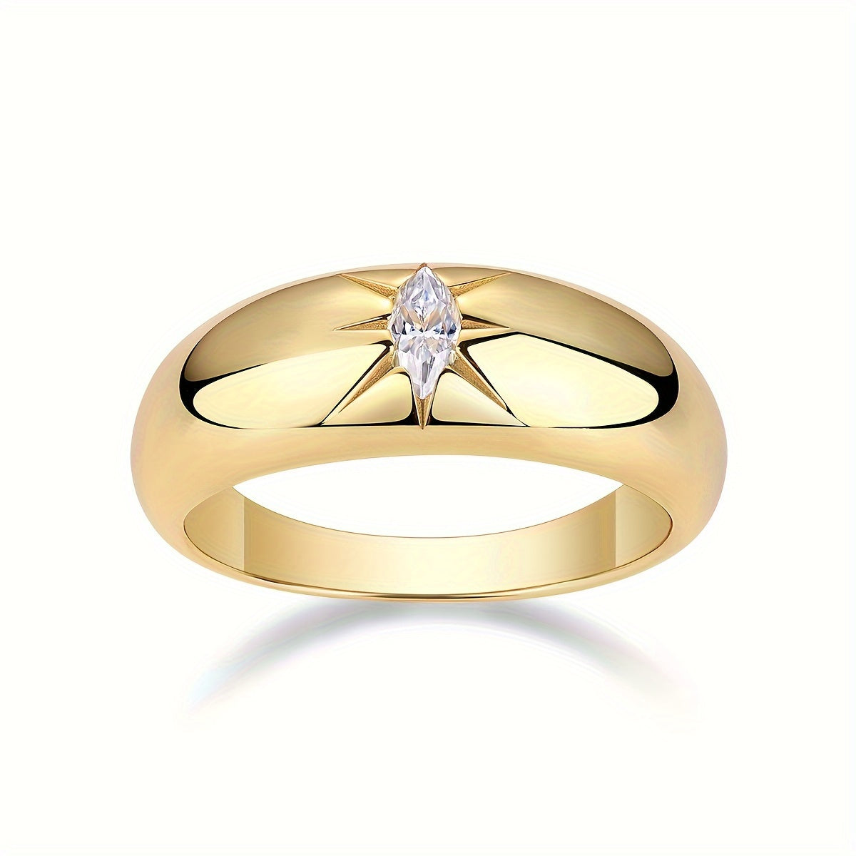 Moissanite Couple's Ring 18K Gold Plated S925 Silver Hypoallergenic Wedding Engagement Jewelry