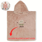 Personalized Children's Hooded Bath Towel and Blanket with Animal Embroidery
