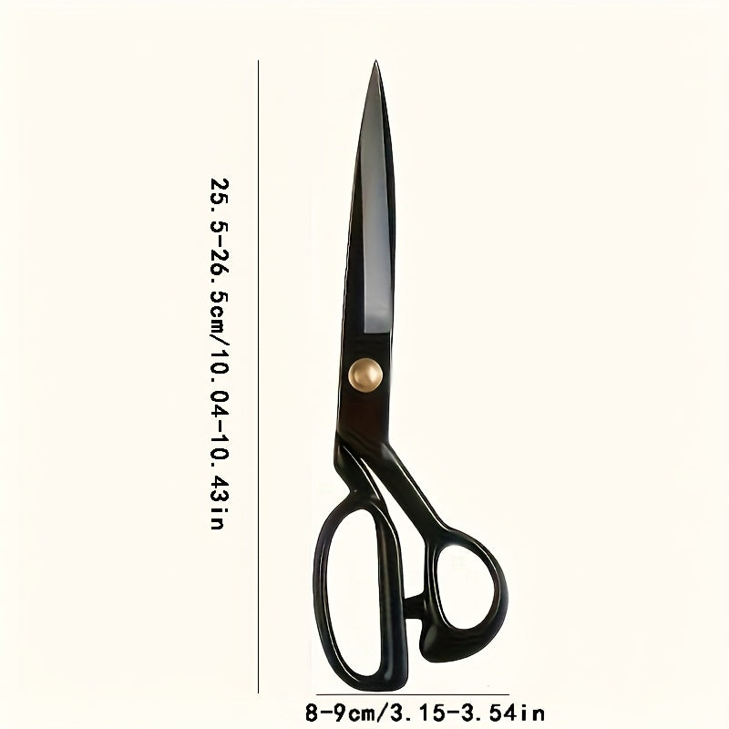 High Carbon Steel Tailor's Scissors for Fabric Cutting Right-Handed Ergonomic Black Handles