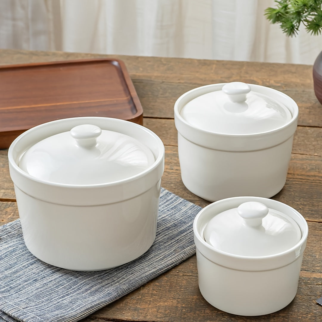 Ceramic Stew Pot with Lid Microwave and Outdoor Safe Rust-Resistant for Home Kitchen Catering Restaurant