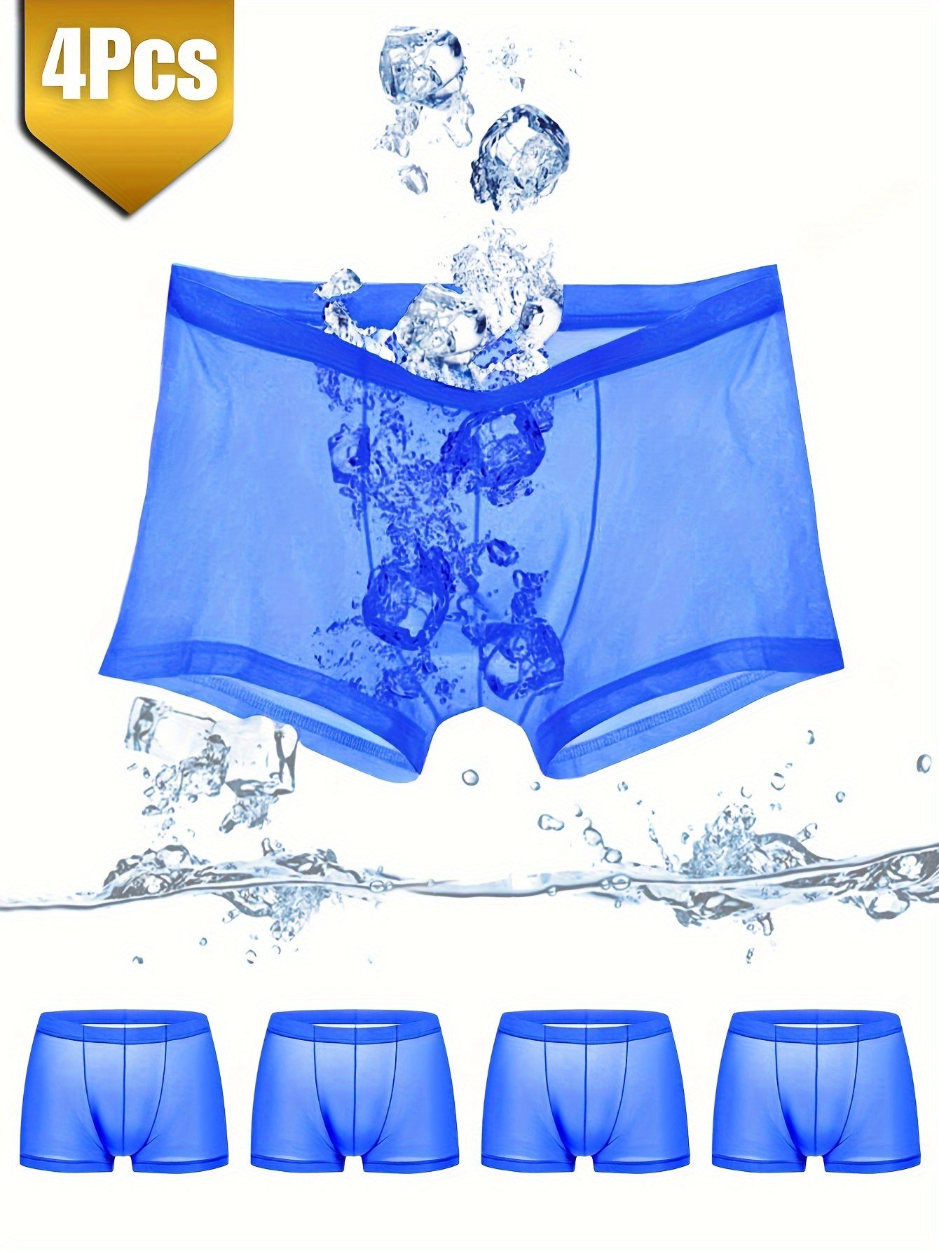 Men's 4-Pack Breathable Semi-Transparent Fiber Boxer Briefs Polyester Spandex Lightweight