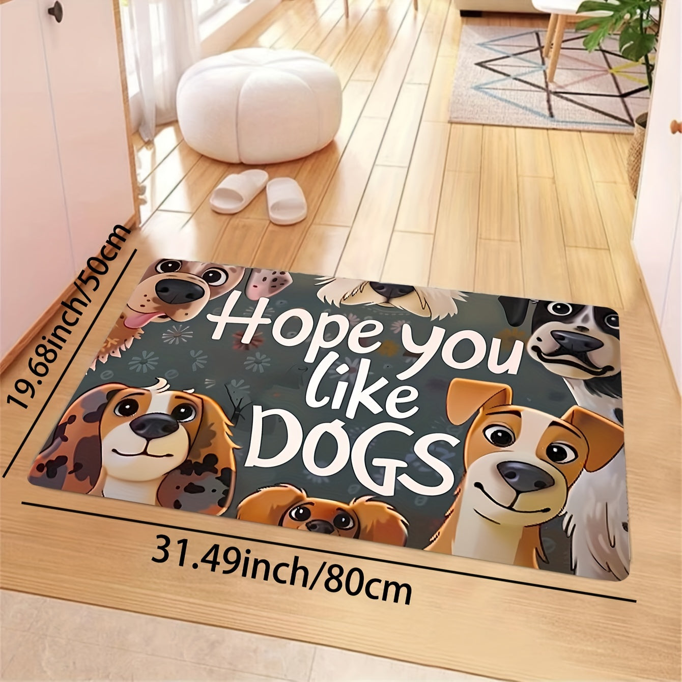 Cartoon Dog Doormat Polyester Non-Slip Soft Thick Kitchen Living Room Bedroom Rug