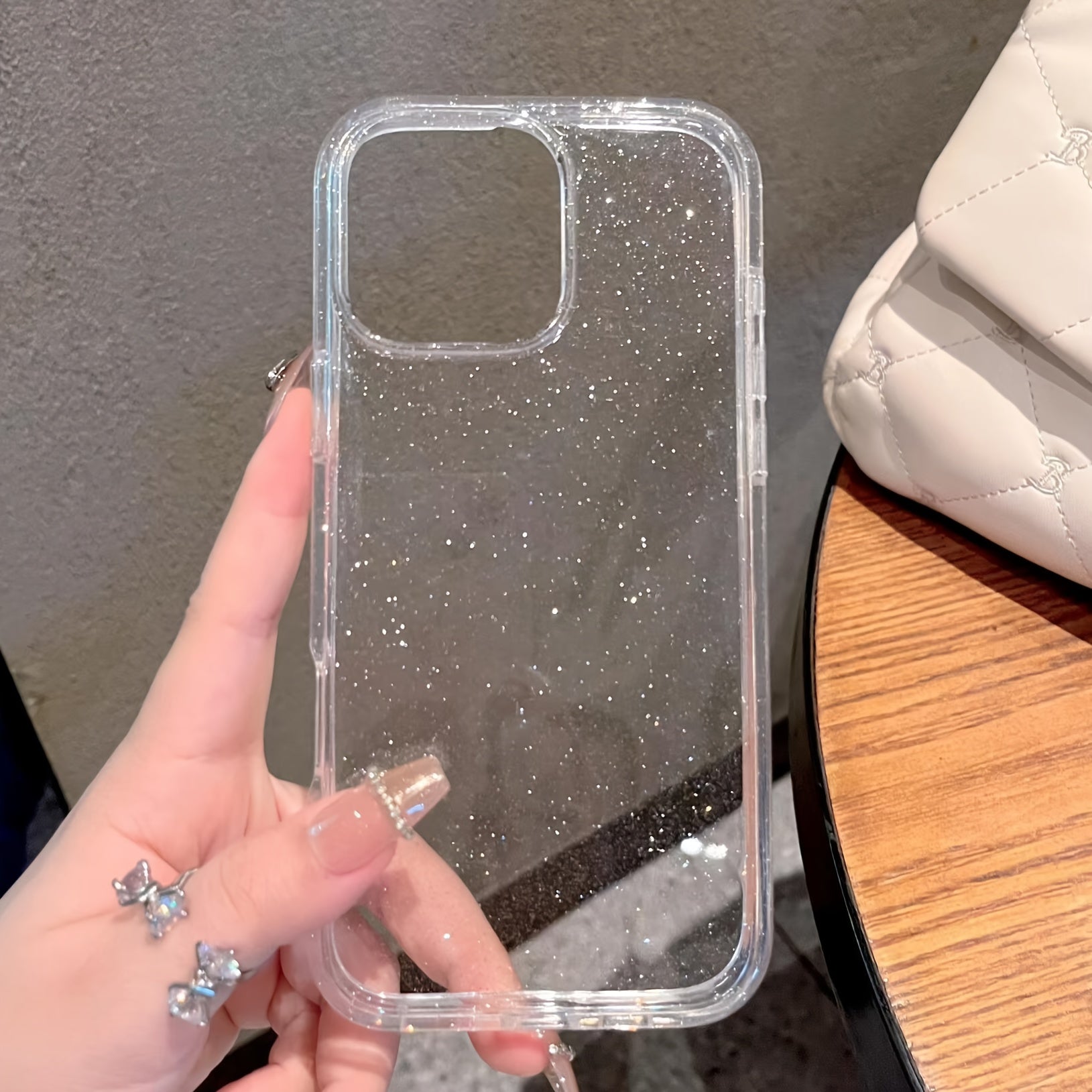 Clear Shockproof Sequin Phone Case for iPhone Models with Lens Protection