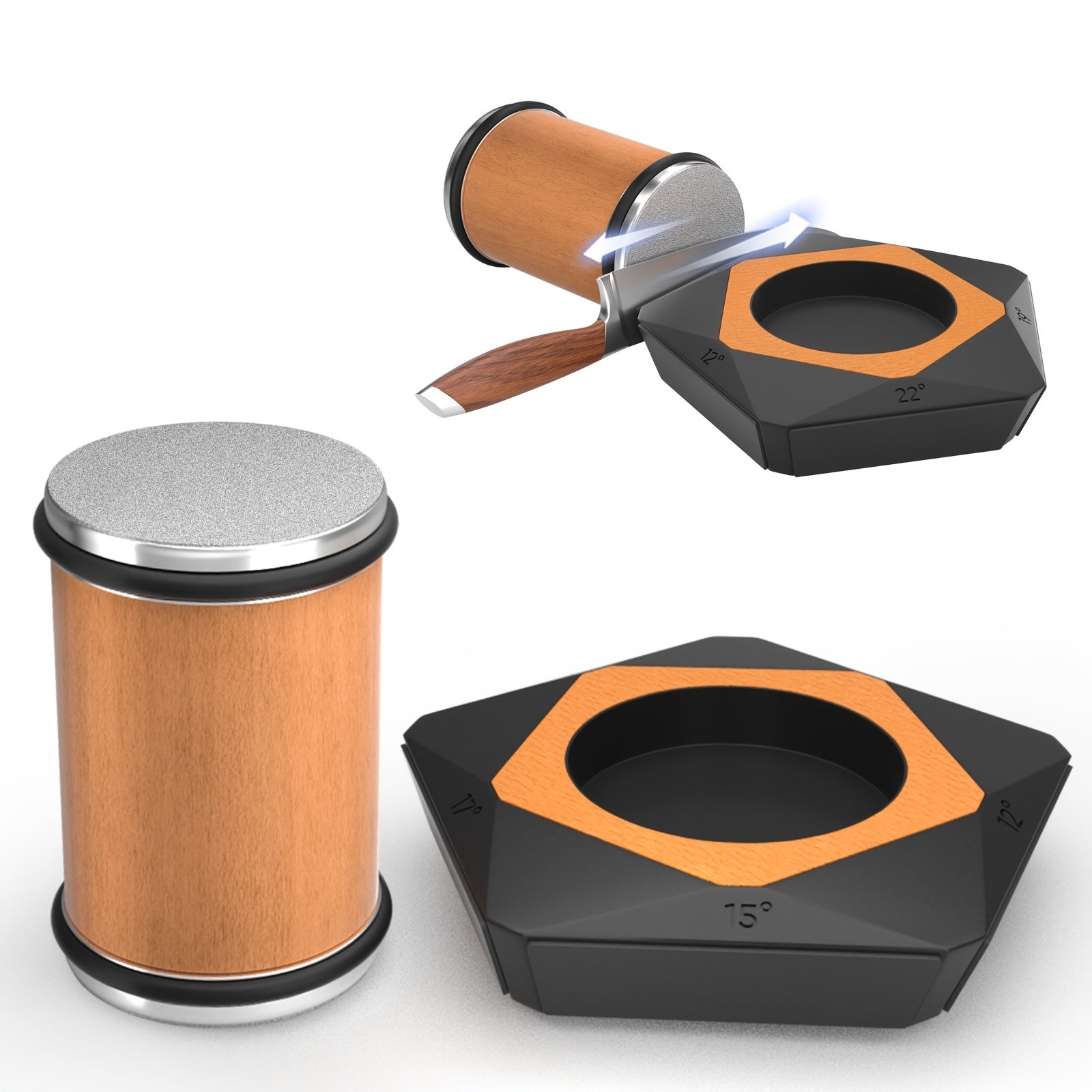 Kit multifuncional de afilador de cortador de cocina con ángulos de 12-21°