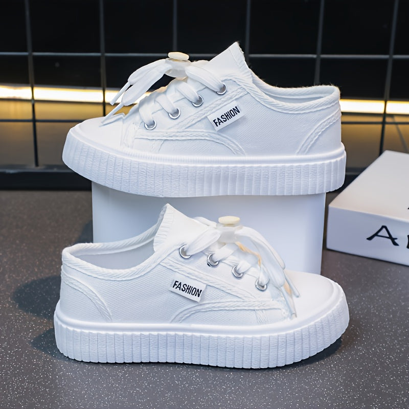 Girls Low Top Canvas Sneakers Lightweight Non-Slip Casual All-Season
